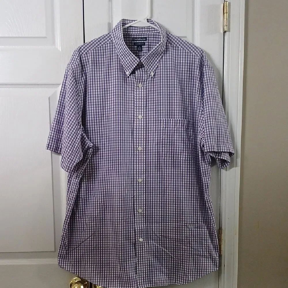 Croft & Barrow classic fit short sleeve button down dress casual shirt XL